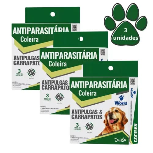 Coleira Para Cães Contra Pulgas Carrapatos Dug's Antipulgas 3 Meses Proteção Ajustável World