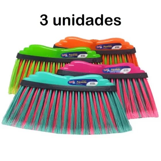 Vassoura grande 37 cm qualidade 3 unidades