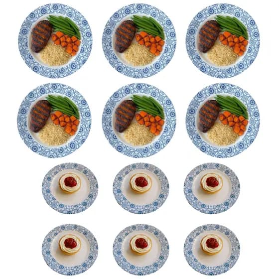 Kit 12 Pratos Melamina Raso E Sobremesa Festas Eventos Comida