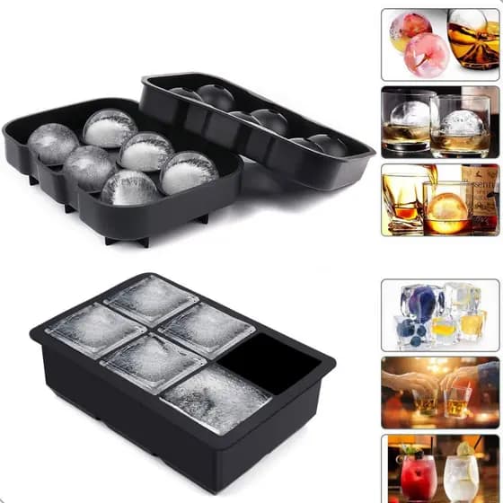 Forminha Silicone Gelo Quadrado E Bola Gelos Grandes Drink