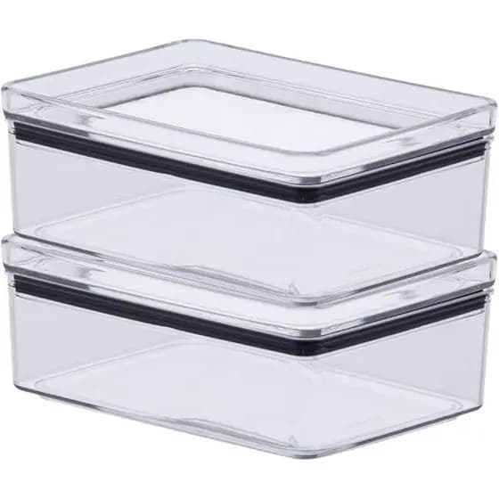 Porta Frios Hermético Empilhável - Potes com Tampa Dupla para Organizar Geladeira e Presunto