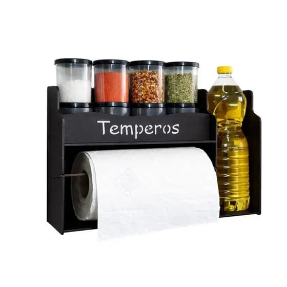 Prateleira 8 Potes Porta Temperos Mesa Parede Mdf Pintado Pote Tempero Porta Condimentos Mantimentos