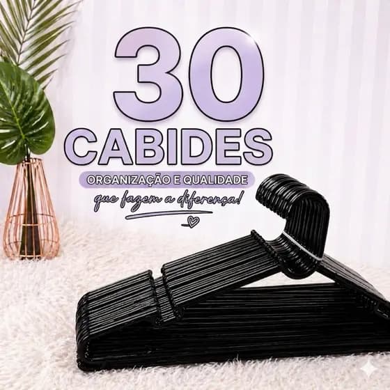 Kit 30 Cabides Pretos Antideslizantes Resistentes Organizador Guarda Roupa ENVIO IMEDIATO