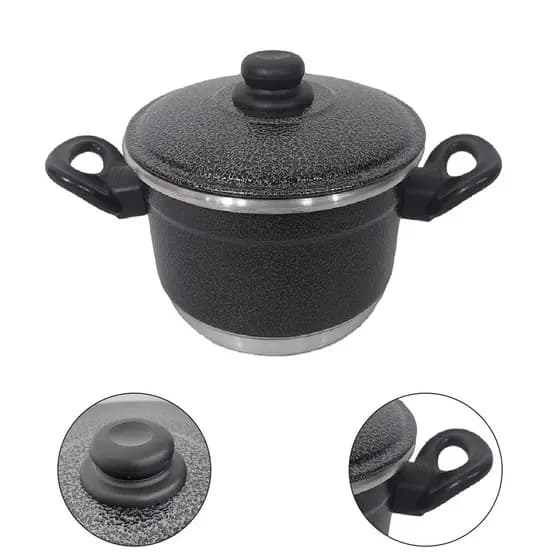 Panela Caçarola Caldeirão Pequeno 14cm Preto Craqueada