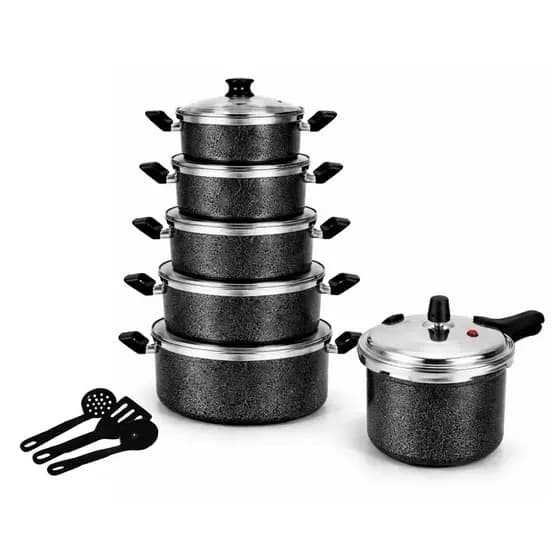 Kit Jogo Panela Caçarola 5 Peças + Panela de Pressão Fechamento Externo 4,5L