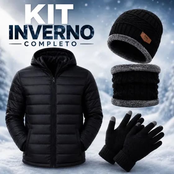 Kit Jaqueta Bobojaco Cachecol Luva Touca Completo Inverno Puffer Forrada
