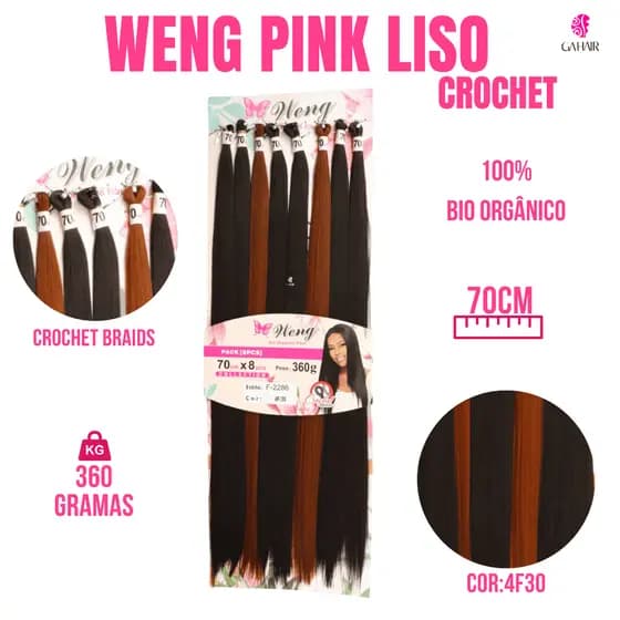Kit 2 Cabelos Liso Para Aplicar Em Crochet Braids Weng- Fibra Organica Aceita Calor Facil Pra Modelar/Trançar E Penteado