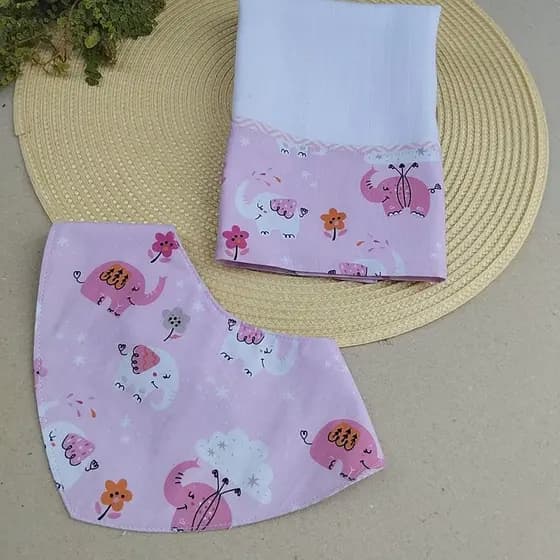 Kit fraldinha de boca + babador impermeável - produto artesanal