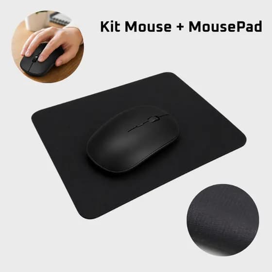 Kit Mouse Alta Precisão + Mouse Pad Antiderrapante Couro Sintético Profissional