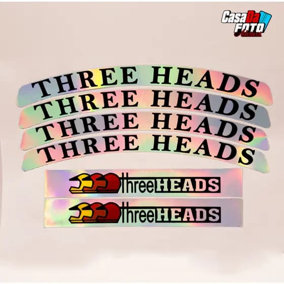 Kit Adesivos Three Heads Holográfico Rodas Aro Refletivo que muda de cor para moto bike decoração