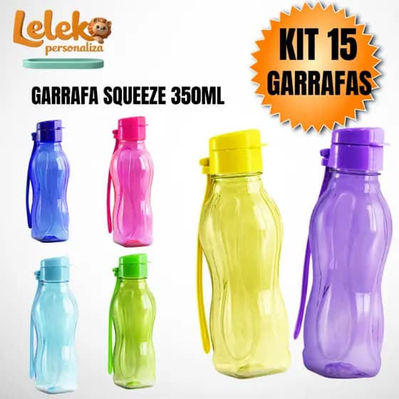 Kit 15 Garrafa Squeeze 350 mL- Garrafa de água