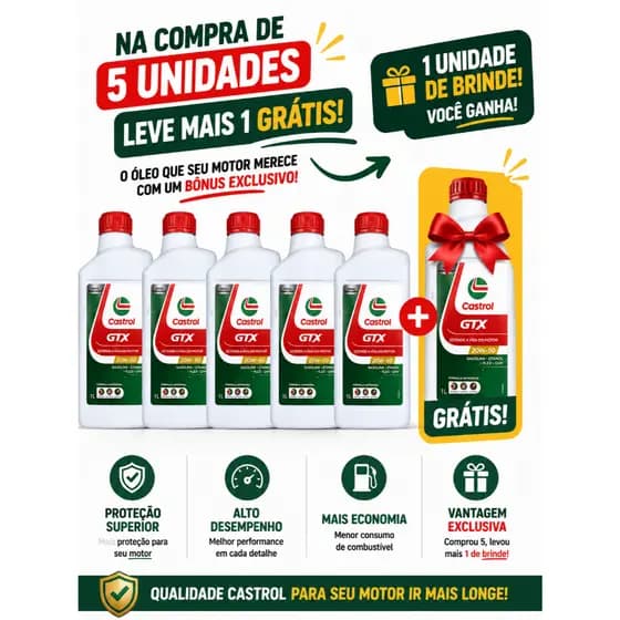 1L Óleo Motor Castrol GTX Anti Borra 20W50 SL MINERAL