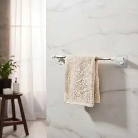 Suporte Toalha Banheiro Sem Furo Colante Porta Utensílios Branco