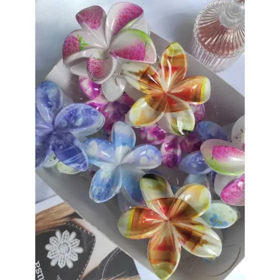 Grampos Piranha de Cabelo Flor Presilha Colorida Jasmin Verão Praiana Flor de Feriado de Praia