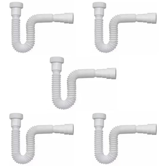 Kit 5 Sifão Branco Cano Para Pias Lavatórios Tanques 70cm