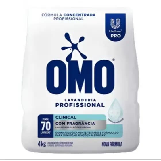 Lava Roupas em pó OMO Com FRAGANCIA 4kg Lavanderia Profissional Clínical