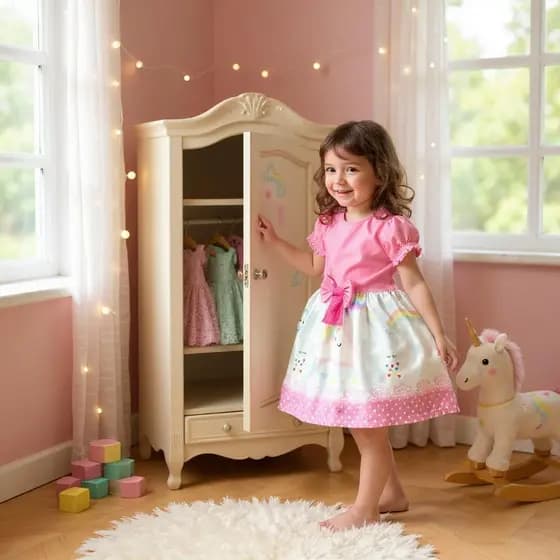 Vestido Festa Casual Manga Curta Ribana Canelado Infantil Chuva De Bençãos