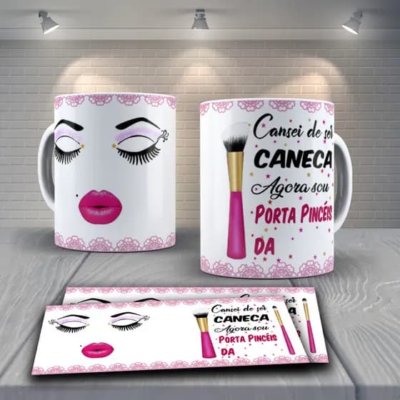 CANECA PARA PINCÉIS DE MAQUIAGEM/caneca personalizada/caneca feminina/caneca para presente/porta pinceis