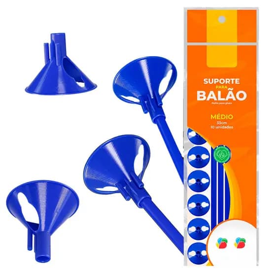 Suporte Vareta Haste Pega Balão/bexiga Azul - 33cm - 10und