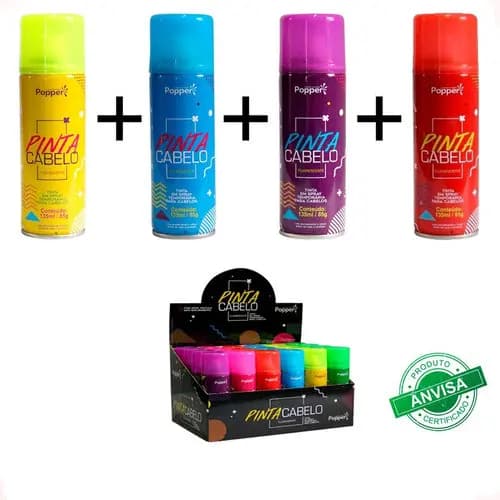 Kit 4 Spray Tinta Colorida Para Cabelo Carnaval - Não Mancha