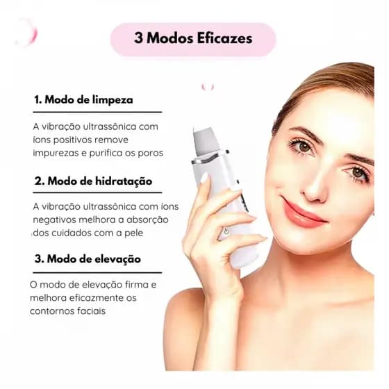 Caneta Peeling Ultrassônico E Ionização Portátil Anti Cravos E Acne