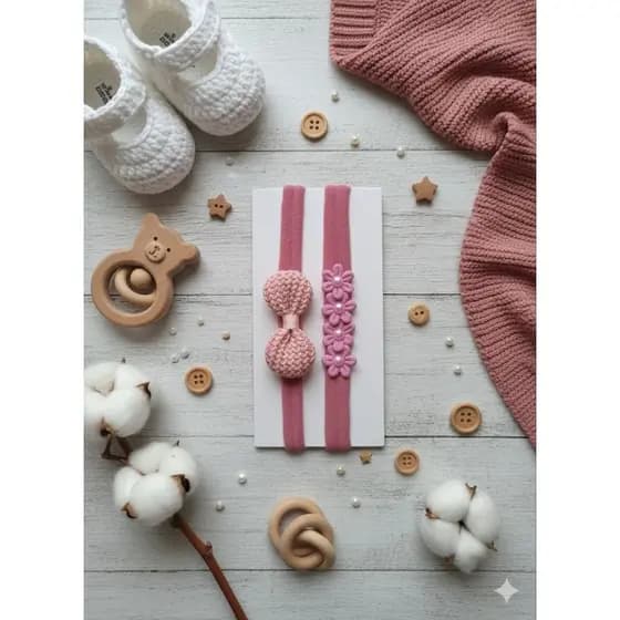 KIT PAR de Faixas Laço Bebê Recém-Nascido - Slim Conforto Acessório de Cabelo Fino para Newborn RN & Fotos Mesversário