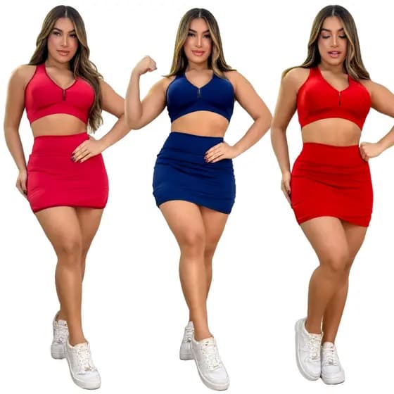 Kit Short Saia + Top Fitness Roupa de Academia Treino