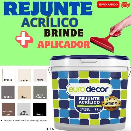 Rejunte Acrílico Líquido 1KG Ou 5KG Para Ceramica e Porcelanato + Aplicador
