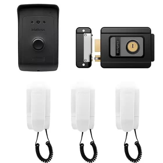 Interfone Eletrônico Intelbras Porteiro Residencial 3 Extensões de Audio e Fechadura Fx 500