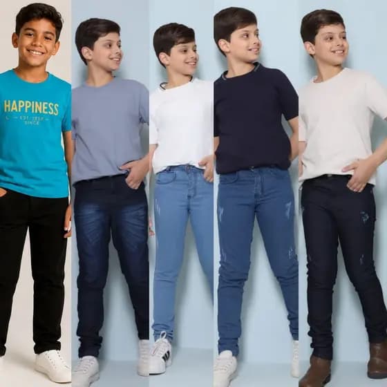 Children's and youth pants for boys with adjustable waistband, Jeans and twill with lycra (elastane). Sizes 08 to 16 for