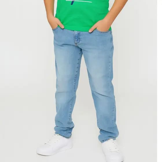 Calça Jeans Masculina Menino Brim e Jeans Social Skinny Infantil 8 AO 16 Anos