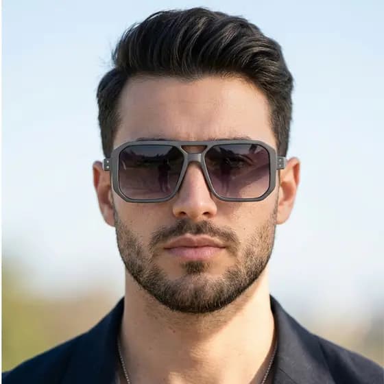 Óculos Aviador Quadrado Masculino Premium UV400 Moda Verão Tendência Unissex Luxo