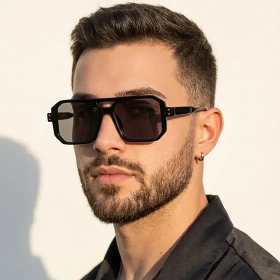 Óculos Aviador Quadrado Masculino Premium UV400 Moda Verão Tendência Unissex Luxo