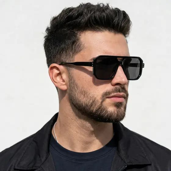 Óculos Aviador Quadrado Masculino Premium UV400 Moda Verão Tendência Unissex Luxo