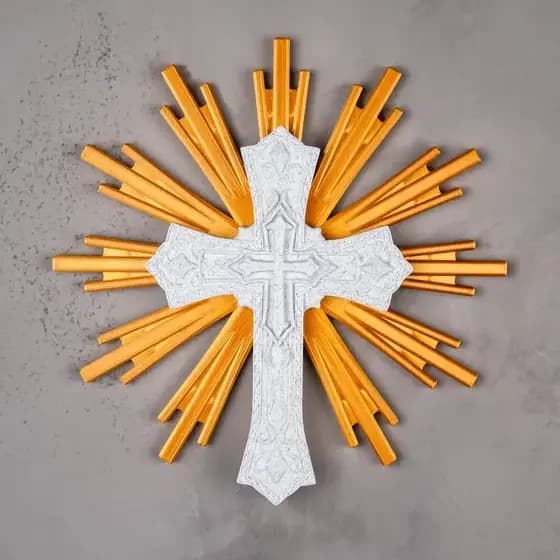 Cruz Decorativa Religiosa Parede Espírito Santo Dourada Fé Cristã Decoração Católica