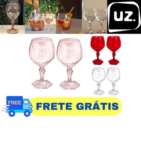Kit Com 2 Taças Para Gin Drinks Sucos 350ml Acrílico Transparente Tango UZ Envo Imediato