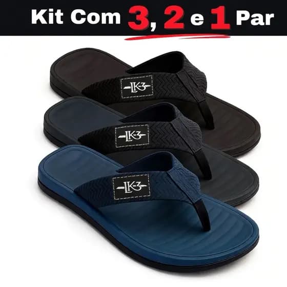 Kit 3 2 ou 1 Par Chinelo Masculino Ortopédico Antiderrapante Super Macio Leve Confortável