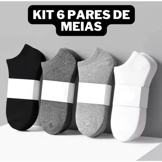 Kit 6 Pares Meia SOQUETE CANO CURTO SORTIDOS Barato Promoção Atacado