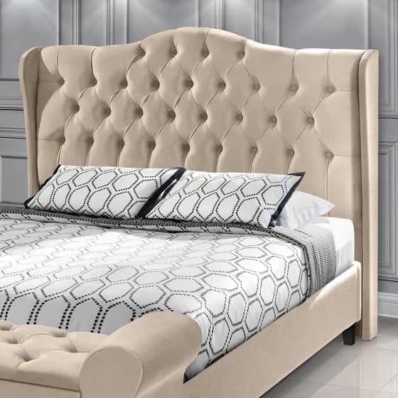 Cabeceira Estofada Capitonê Dubai Para Cama Box Casal/Queen/King Com Pés Fixação no Box - LH Móveis