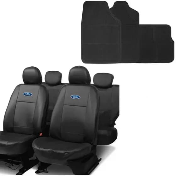 Capa de Banco Carro Couro + Tapete Ka Fiesta Ecosport Ranger