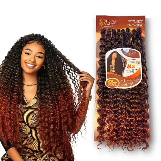 Cabelo Orgânico Oásis Cacheado 320g 65cm Natural Leve Brilho Suave Fibra Premium Crochet Braid