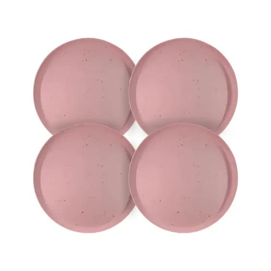 Kit 4 Pratos De Melamina Sobremesa Rosa 19cm – Elegância para Mesa e Refeições