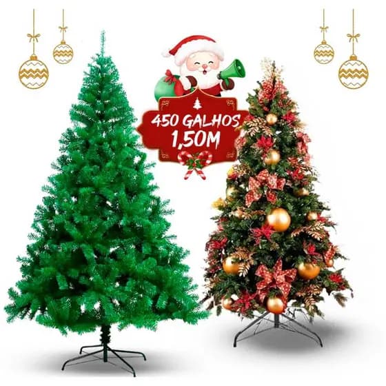 Árvore De Natal Premium 150cm 450 Galhos Pinheiro Luxo Cheia