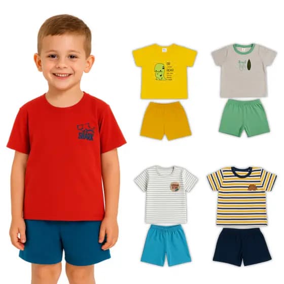 Kit 10 Peças Sortidas Conjunto Roupa Infantil Menino Conjunto Bordado Estação Verão Masculino