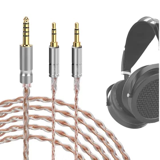 Cabo De Áudio De Atualização Mista Geekria Copper Silver Compatível Com Fones De Ouvido HIFIMAN SUSVARA UNVEILED , HE-R9