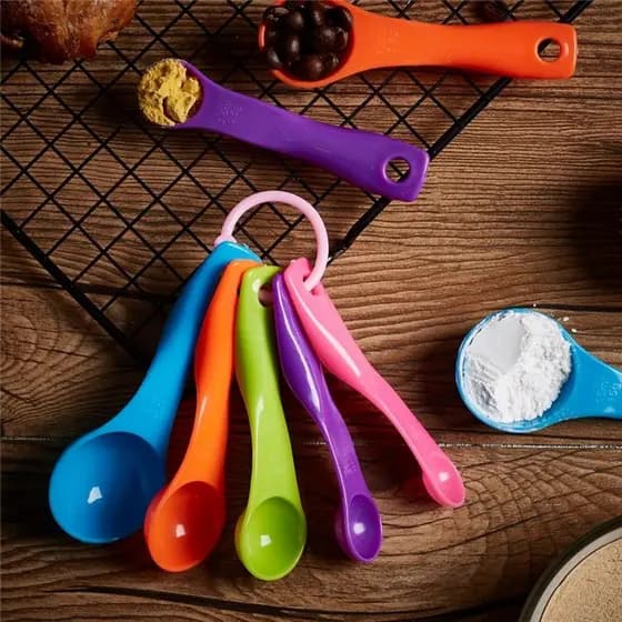 Jogo de 5 Colheres Medidoras de Receitas P/ Bolo Cozinha Confeitaria Multicolorida Diversos Tamanho