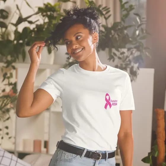Camiseta Unissex Outubro Rosa Previna-se Cuide-se Saúde Camisa OCnfortável Envio Rápido