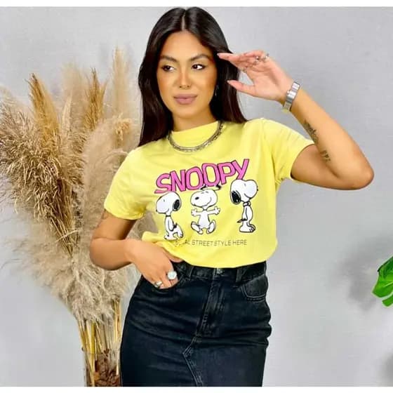 Tshirt Blusa Camiseta Feminina Estampa Inspiração 03 Snoopy 100% Algodão Conforto para seu dia a dia.