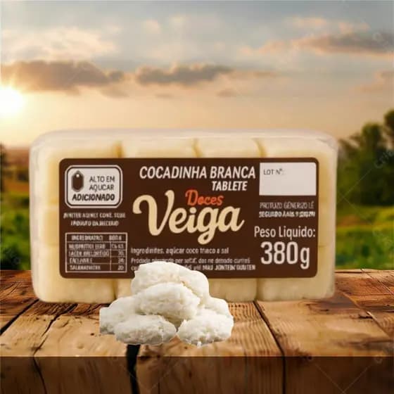 Cocada Branca em Tablete Doces Veiga