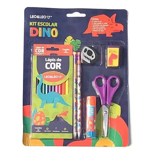 KIT Escolar 7 Peças Dino Leo&Leo